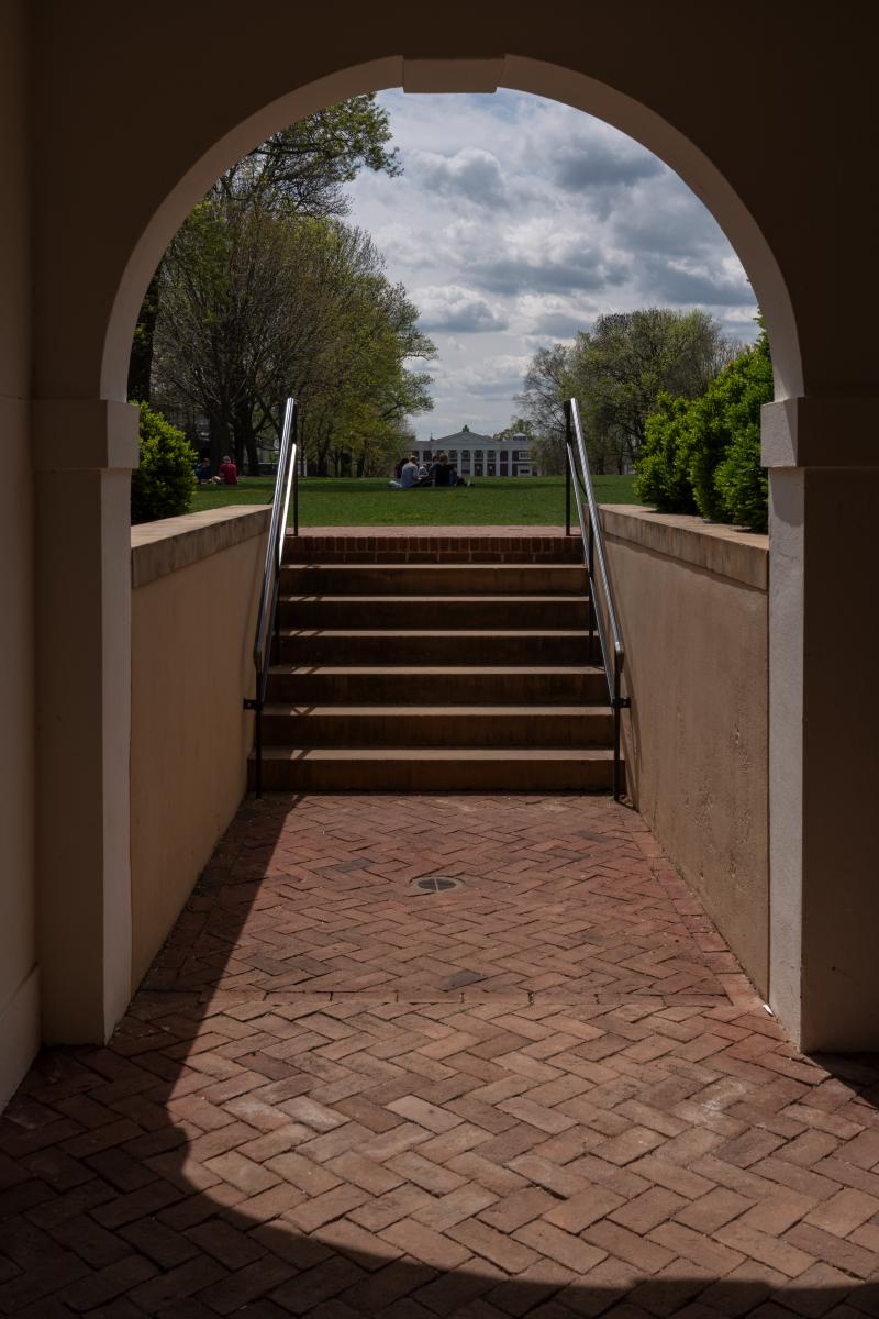 Arched doorway leading to the Lawn at the University of Virginia